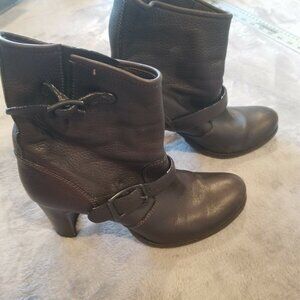 Roberto Del Carlo Womens Brown Leather Buckle Ankle Boots Size 37 1/2 / 7.5 US